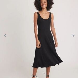 Marine Layer Lexi Fit & Flate Black Ankle Length Dress Large Coastal Spring Brea